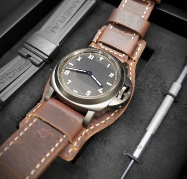 The Panerai sports a distinctive look of retro style.