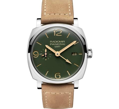 The brown leather strap and military green dial sport a distinctive look of retro style.